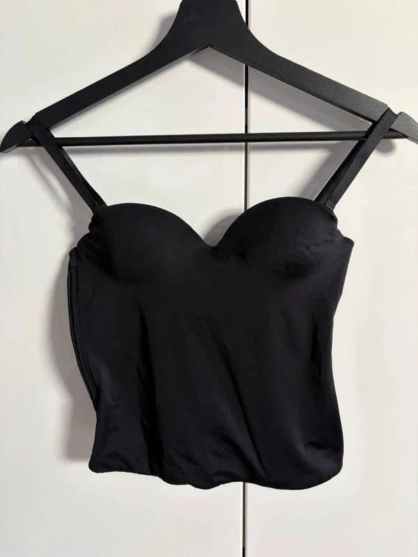 Next zwarte bustier korset top maat 70B XS strapless corsage, Zwart, Ophalen of Verzenden, Zo goed als nieuw, Next