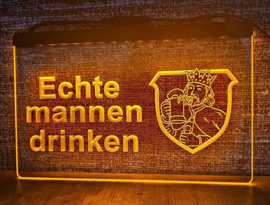 ECHTE MANNEN DRINKEN HERTOG JAN 3D ledverlichting lamp, Verzamelen, Biermerken, Ophalen of Verzenden, Nieuw, Reclamebord, Plaat of Schild