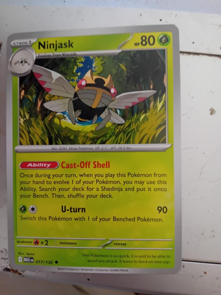 Ninjask Pokémon Kaart - 017/132 - Zeldzaam, Ophalen of Verzenden, Zo goed als nieuw, Losse kaart, Foil