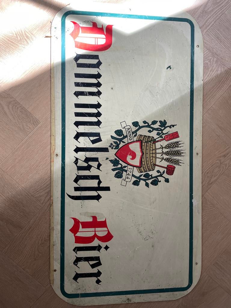 Dommelsch Bier Reclamebord Metaal - Retro 44x75 cm, Ophalen, Gebruikt, Reclamebord