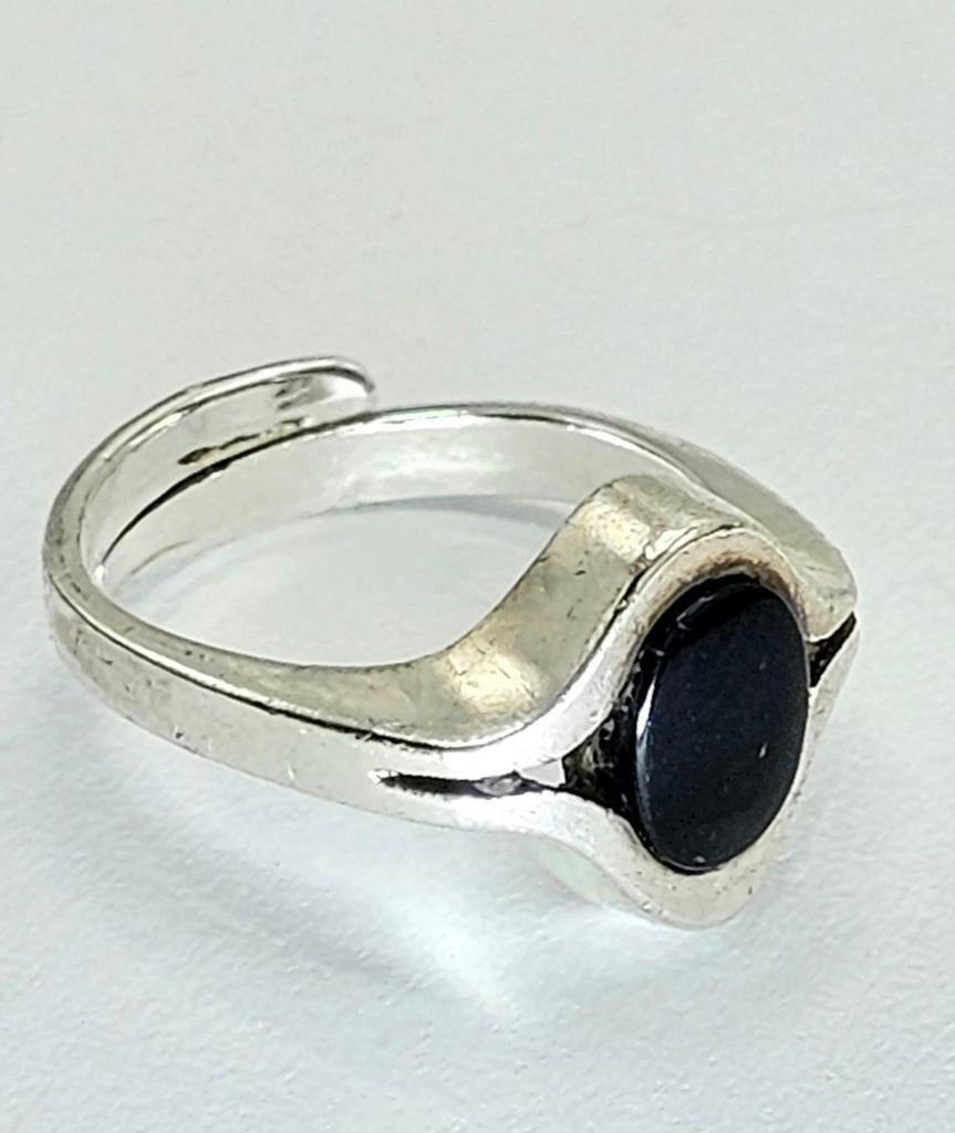 Zilveren Ring met Zwarte Onyx, Verzenden, ., ., Dame