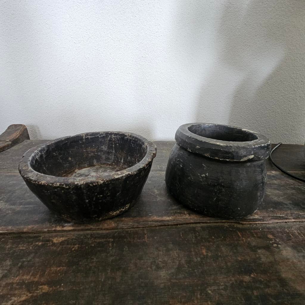 Set spekstenen pot en schaal van Aura Peeperkorn, Ophalen of Verzenden, Zo goed als nieuw, Rond, Hout