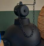 Hk living industriële hanglamp zwart metaal, Ophalen, Zwart, Rond