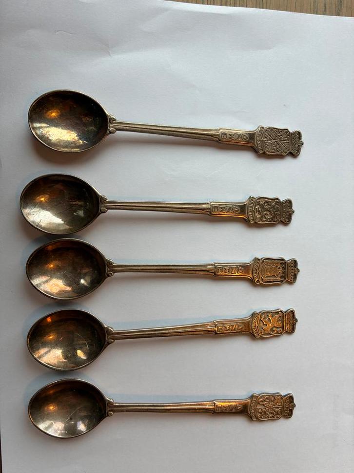 Vintage ANWB verzamellepeltjes - Set van 5, Antiek en Kunst, Antiek | Bestek, Ophalen of Verzenden