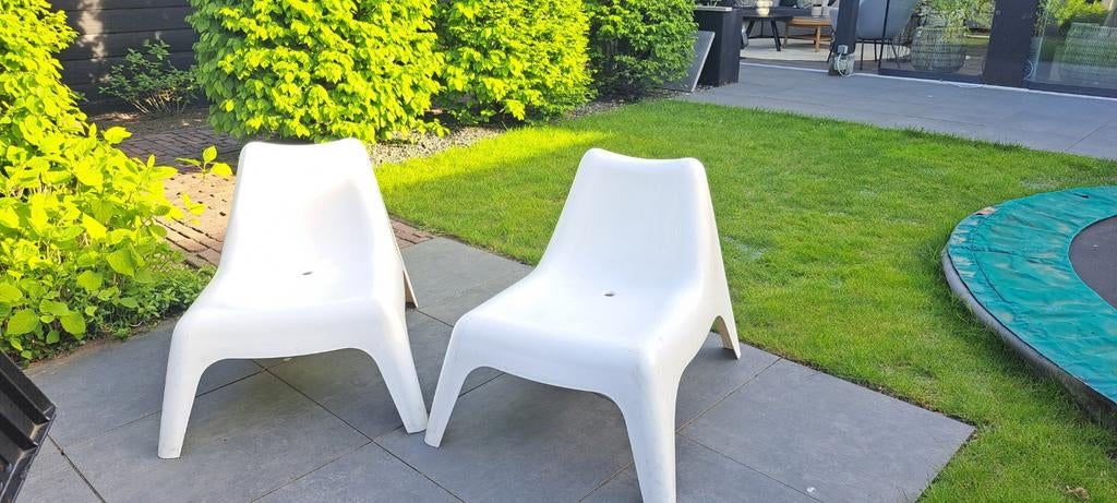 2 witte IKEA tuinstoelen, Tuin en Terras, Tuinstoelen, Ophalen, Gebruikt, Kunststof