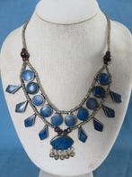 Hals sieraad met lapis steen inleg - 20e eeuw, Ophalen of Verzenden, Gebruikt, Blauw, Overige materialen