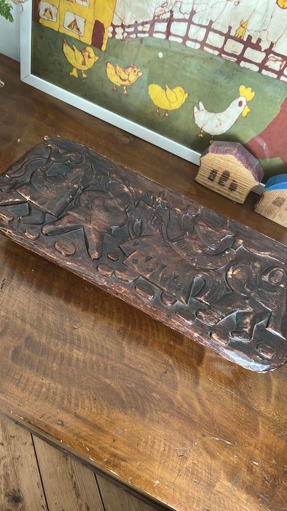 Vintage Pools houtsnijwerk folklore houten doos, Antiek en Kunst, Ophalen of Verzenden