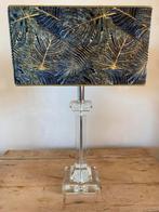 Tafellamp van glaskristal met rechthoekige kap, Ophalen of Verzenden, Zo goed als nieuw, 50 tot 75 cm