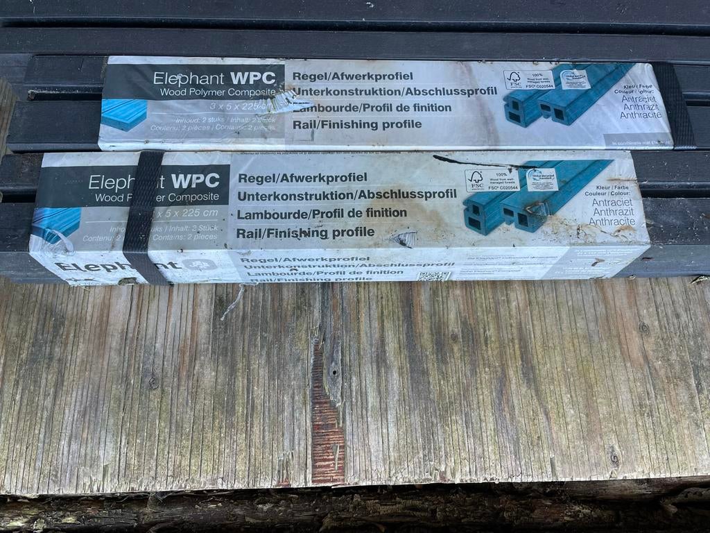 Elephant WPC Regel/Afwerkprofiel Antraciet 3x5x225cm, Tuin en Terras, Terrasdelen en Vlonders, Ophalen, Nieuw, Composiet