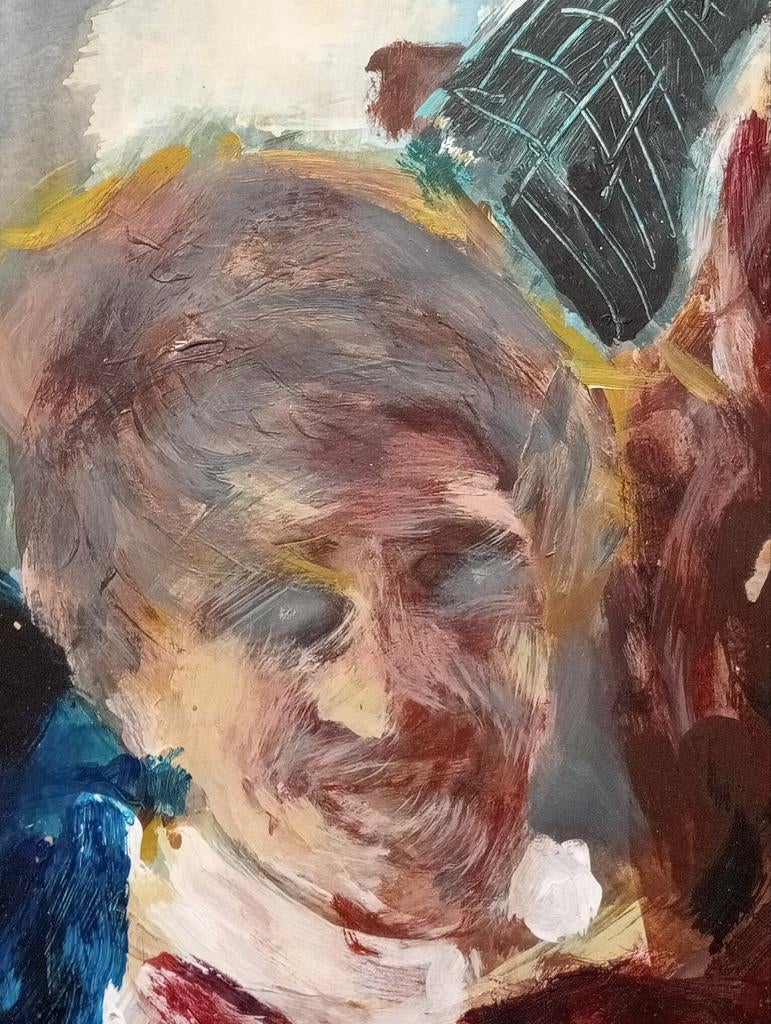 Gouache olieverf op papier Drie Vissers 20e eeuw, Ophalen of Verzenden