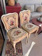Set van 2 Brocante Stoelen met Geborduurde Bekleding, Antiek en Kunst, Ophalen of Verzenden
