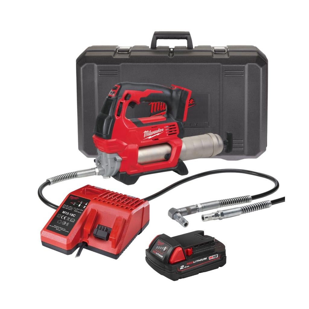Milwaukee M18 GG vetspuit met lader en accu, Ophalen of Verzenden
