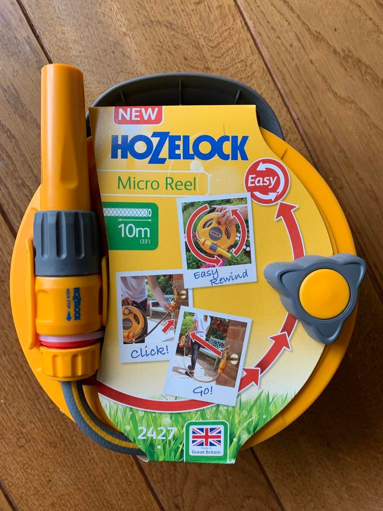 Hozelock tuinslanghaspel Click & Go Micro Reel tuinslang 10m, Ophalen of Verzenden, Nieuw, Tuinslanghaspel