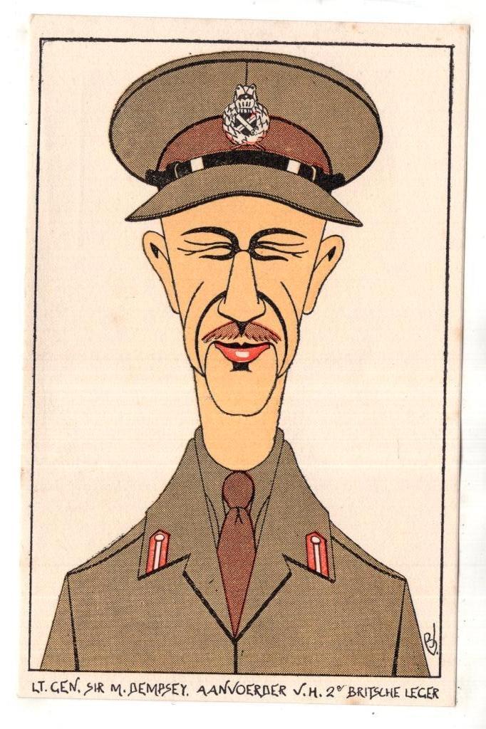 Generaal Dempsey @e Werledoorlog British Army Cartoon, Verzenden, 1920 tot 1940, Ongelopen, Overige thema's