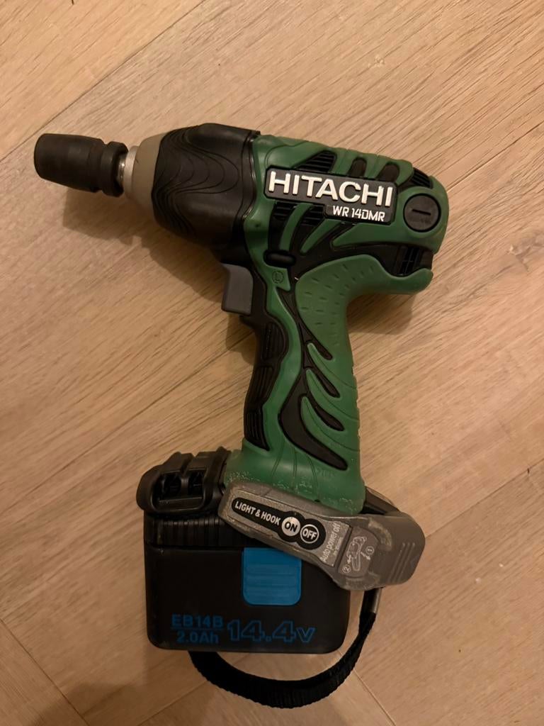 Hitachi WR14DMR 14,4V Accu-slagmoersleutel – Complete set, Ophalen of Verzenden, Gebruikt, Overige typen