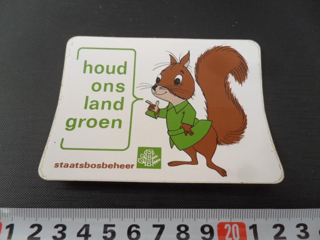 sticker houd ons land groen SBB staatsbosbeheer eekhoorn *, Verzamelen, Ophalen, Zo goed als nieuw