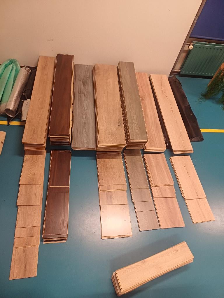 Laminaat mix (gebruikte kliklaminaat) 40m² in totaal, Ophalen, Gebruikt, 50 tot 150 cm, 10 m² of meer