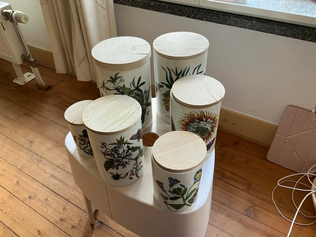 Serie voorraadpotten The Botanic Garden Portmeirion, Ophalen of Verzenden, Gebruikt, Rond, Porselein of Keramiek