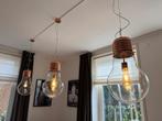 3 grote glazen lampen met koper van Eijerkamp, Ophalen, Zo goed als nieuw, Glas, Minder dan 50 cm