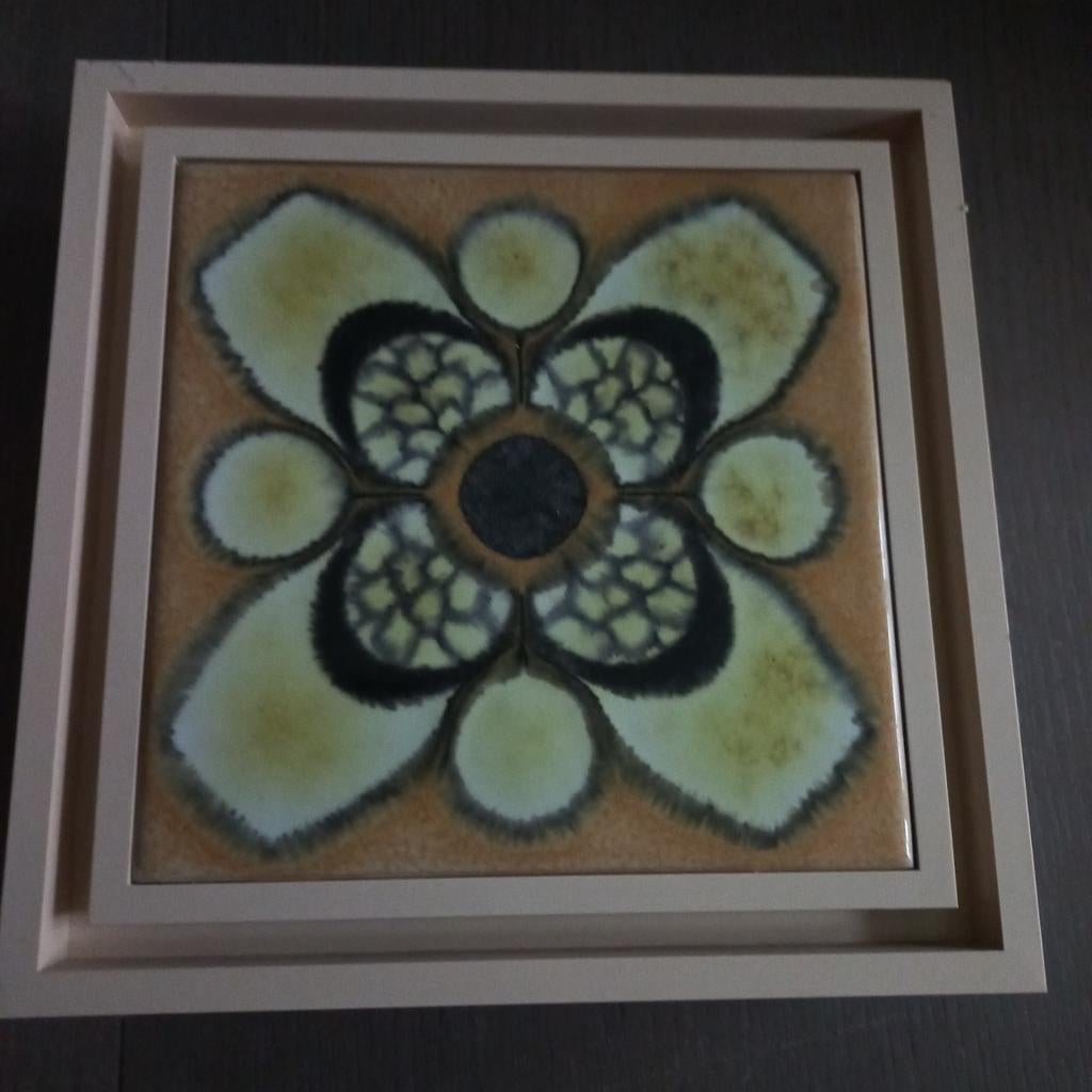 Vintage Wandklok met Tegelmotief, Ophalen of Verzenden, Gebruikt, Analoog, Wandklok