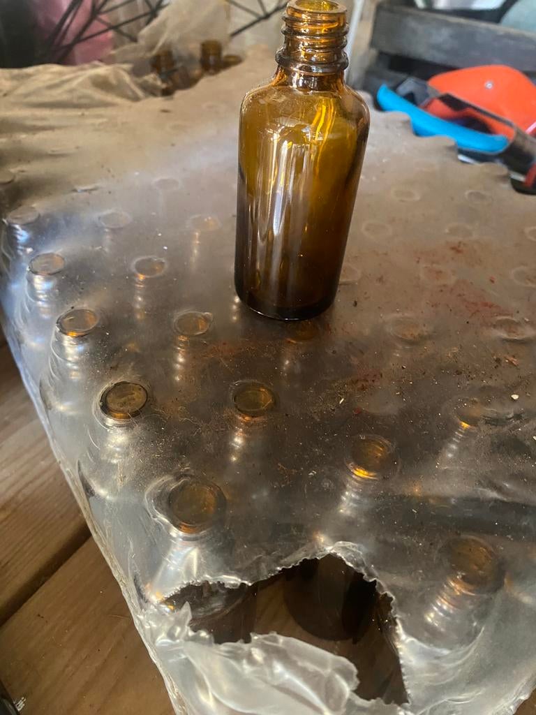 Partij hlazen flesjes, Overige kleuren, Ophalen of Verzenden, Minder dan 50 cm, Glas