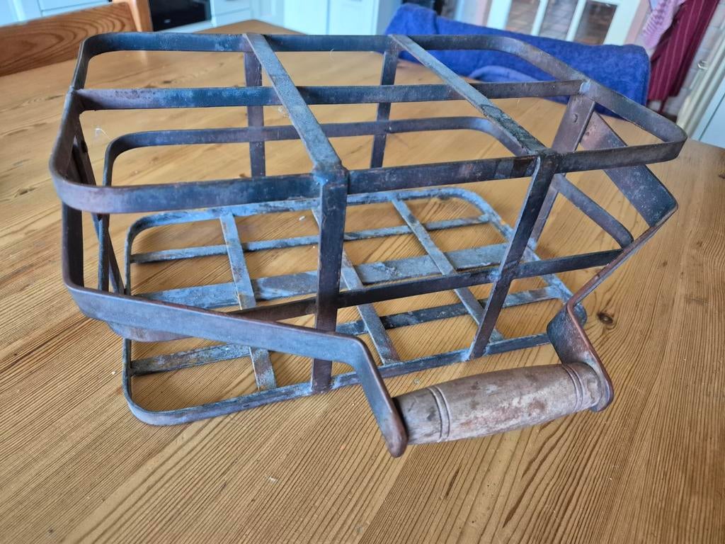 Brocante Frans flessenrek van metaal, Antiek en Kunst, Ophalen