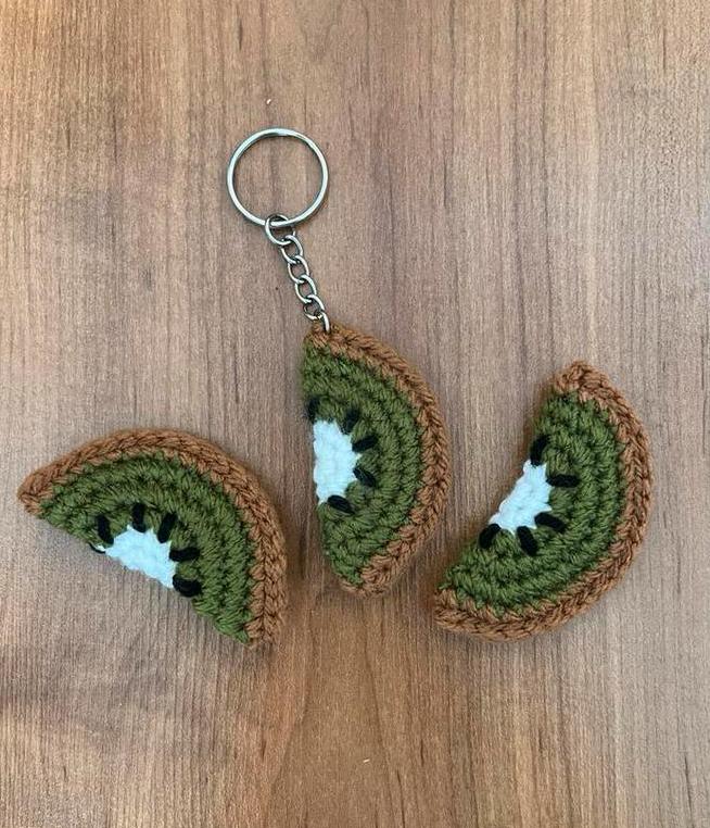 Gehaakte sleutelhanger kiwi, Ophalen of Verzenden, Nieuw
