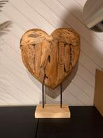 Houten hart Teak hout op voet ornament, Ophalen, Zo goed als nieuw