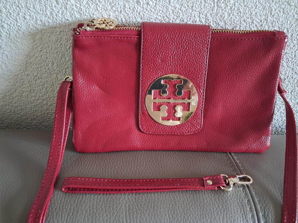 rood leer met "goud ", Ophalen of Verzenden, Gebruikt, Rood, Schoudertasje