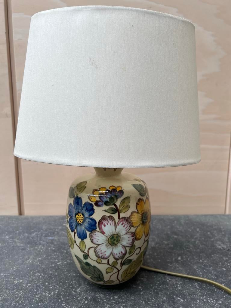 Prachtig aardewerk tafellampje met kap, 35cm hoog, Ophalen of Verzenden, Gebruikt, Overige materialen, Minder dan 50 cm