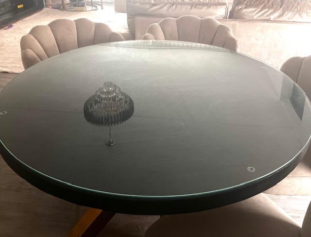 Eettafel Black Bonito – Visgraat Look – Rond - Goud, Ophalen, Overige materialen, Rond, Zo goed als nieuw