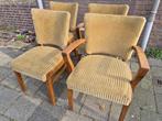 4 mooie mid-century houten stoelen, Ophalen, Gebruikt, Bruin, Vier
