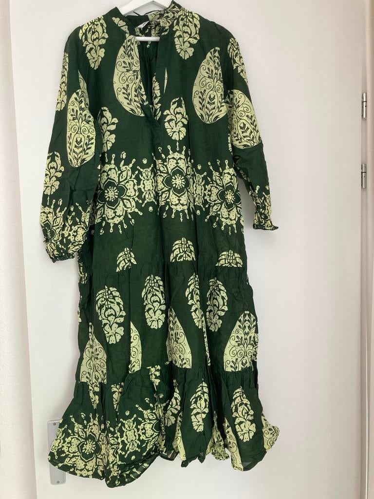Zara Groene Maxi Jurk met print Maat M, Maat 38/40 (M), Ophalen of Verzenden, Zo goed als nieuw, Onder de knie