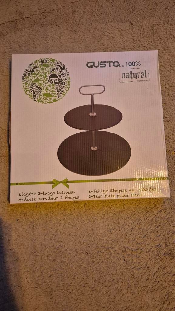 Gusto 2-laags etagère leisteen 20x30 h30, Ophalen of Verzenden, Nieuw