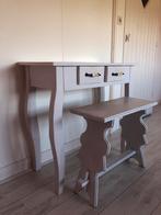 Brocante witte kaptafel en krukje, Ophalen, 50 tot 100 cm, Minder dan 100 cm