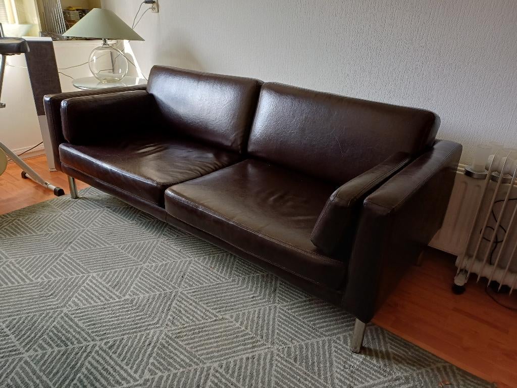 Leren bank, Ophalen, 150 tot 200 cm, Driepersoons, Zo goed als nieuw