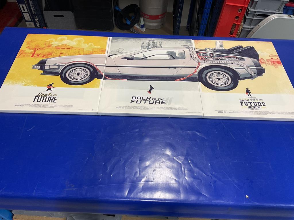 Back to the Future 1 en 2 en 3 filmposter op doek zeldzaam, Ophalen, Zo goed als nieuw, Poster