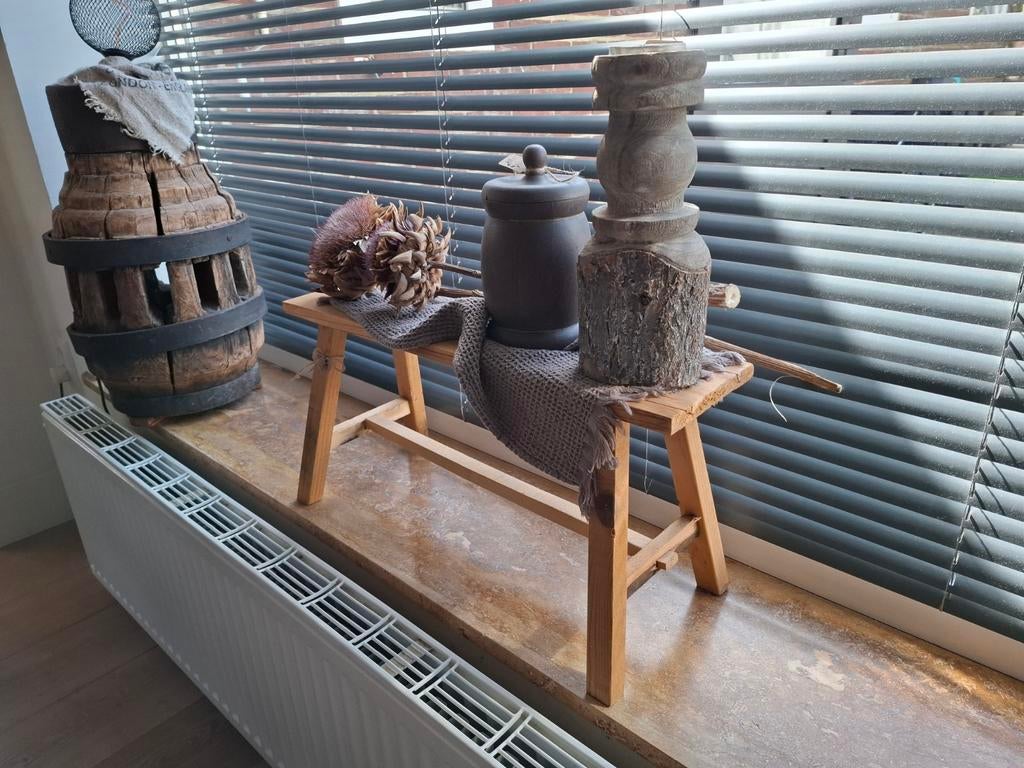 Vensterbank bankje raamdecoratie landelijk stoer krukje, Ophalen, Zo goed als nieuw, Hout, Landelijk