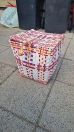 Kleurrijke Gevlochten Opbergmand met Deksel, Kunststof, Gebruikt, Mand, Vierkant