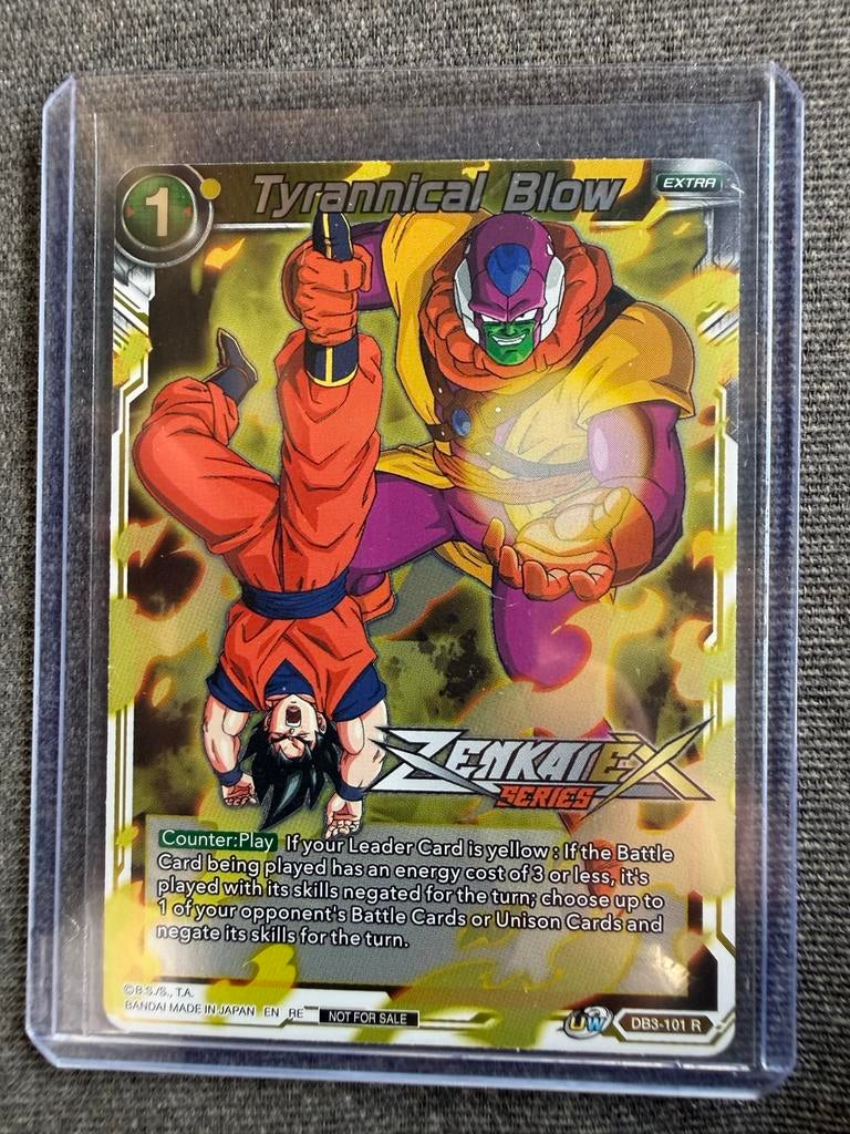 Dragon Ball Super Card Game: Tyrannical Blow DB3-101 R, Ophalen of Verzenden, Zo goed als nieuw, Losse kaart