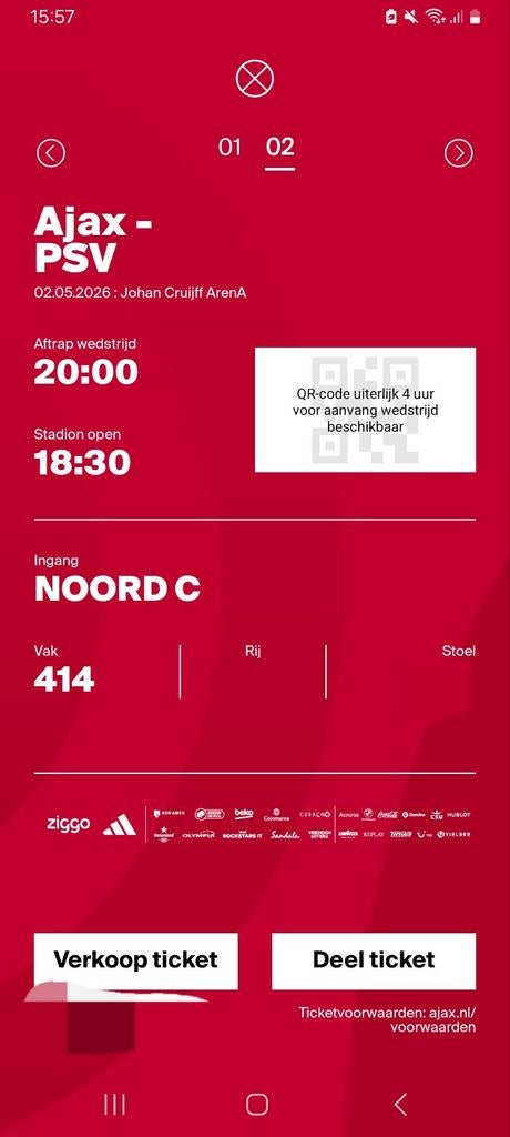 Ajax-Psv en Ajax-Utrecht te koop!, Tickets en Kaartjes, Seizoenskaart, Eén persoon, Mei