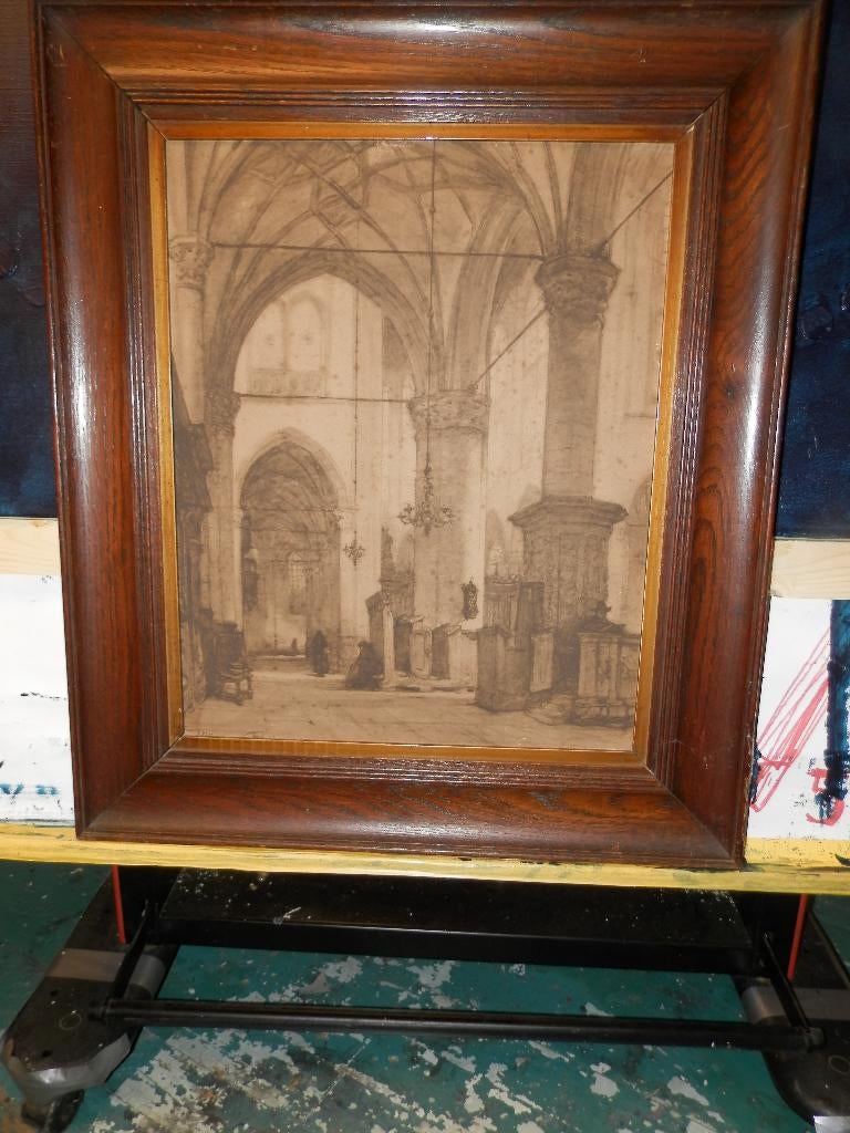 Pentekening aquarel Johannens Bosboom, Antiek en Kunst, Ophalen of Verzenden