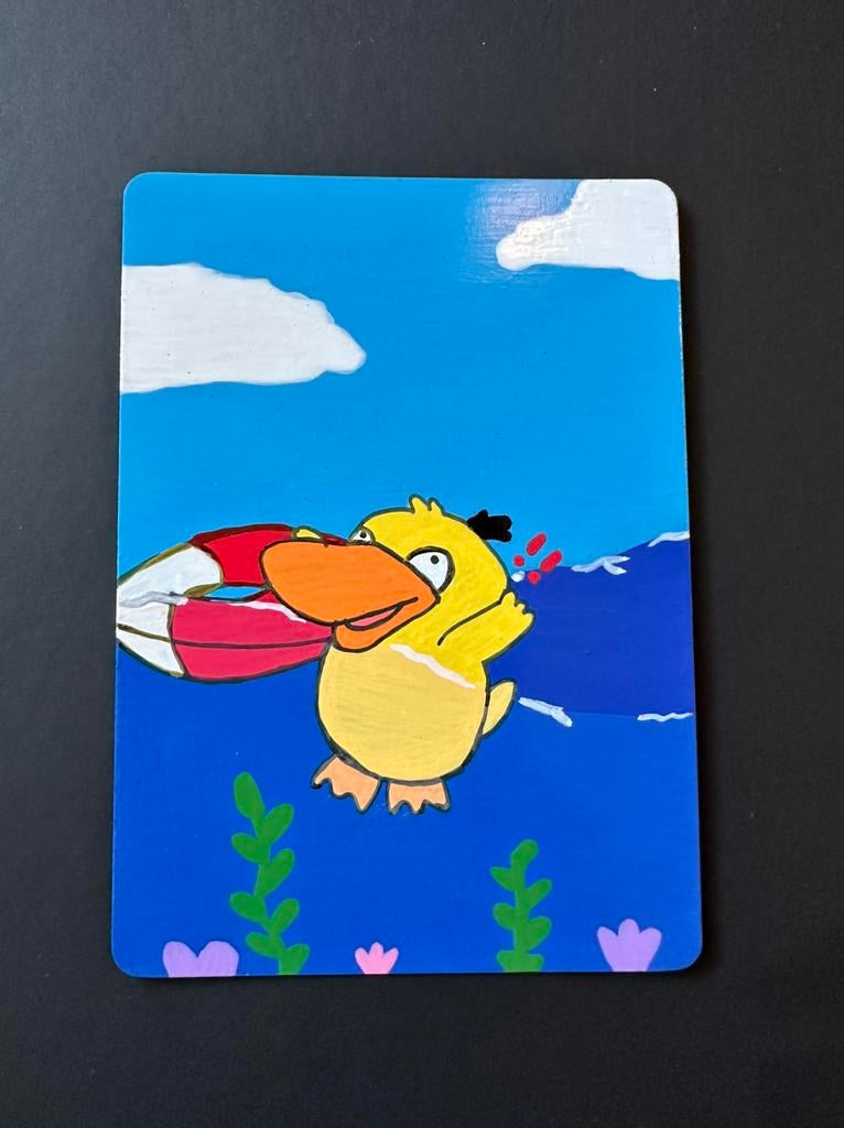 Psyduck custom pokemon kaart - handmade, Ophalen of Verzenden, Zo goed als nieuw, Losse kaart