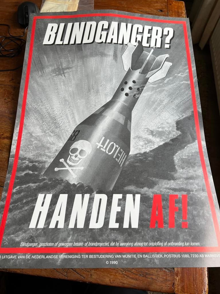 Defensie A3 poster Blindganger groot formaat KL landmacht, Verzamelen, Ophalen of Verzenden, Nederland, Embleem of Badge, Landmacht