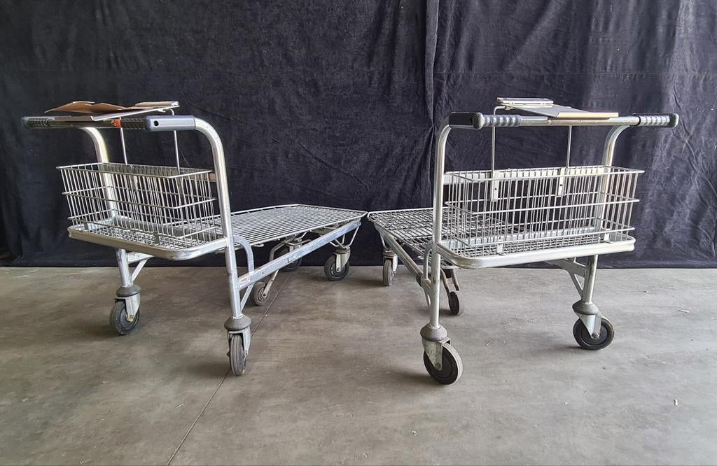 2 winkelwagens plateauwagen platte transport karren, 100 liter of meer, Ophalen, Transportkar