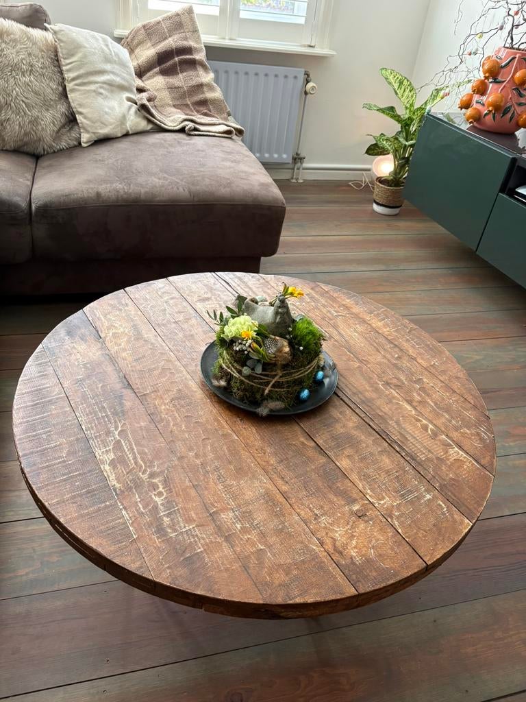 Ronde salontafel, Huis en Inrichting, Ophalen, 50 tot 100 cm, Rond, Zo goed als nieuw
