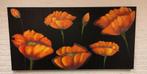 Schilderij met oranje bloemen, 70x140cm, Ophalen