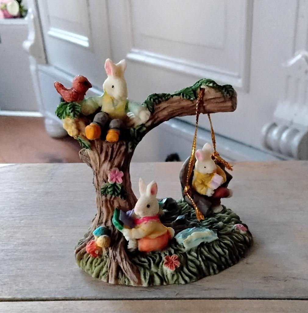 Vintage beeldje haasjes - konijntjes - pasen - paasfeest - h, Ophalen of Verzenden, Nieuw