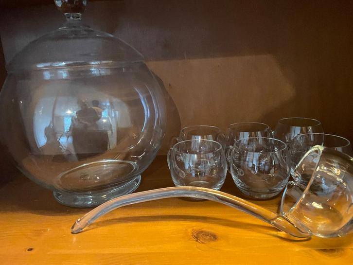 Sangria bowl set – dik kwaliteit glas, Antiek en Kunst, Antiek | Glas en Kristal, Ophalen of Verzenden