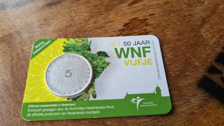 Het 50 jaar WNF Vijfje officiële herdenkingsmunt 2011, Postzegels en Munten, Munten | Nederland, Losse munt, Euro's, Koningin Beatrix
